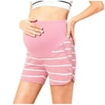 thumbnail image 3 of Zulora Pregnancy Maternity Shorts High Waist Over Belly Ribbed Striped Casual Pocket Summer Shorts For Pregnant Women​, 3 of 6