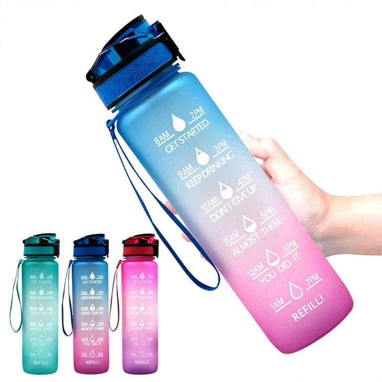 Leeeeey 30oz Time Marker Water Bottle,Leak Proof Flip Top Lid Water Jug  with Handle for School，Fitne…See more Leeeeey 30oz Time Marker Water