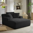 thumbnail image 5 of Aukfa 66" Oversized Chaise Lounge Indoor, Corduroy Sleeper Sofa Bed, Upholstered Couch, No Assembly Required for Living Room, Bedroom, Black, 5 of 8
