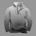 thumbnail image 2 of YLSDY Men's 1/4 Zip Pullover Fall Fashion Long Sleeve Stand Collar Outfits Gradient Trendy Sweatshirt with Kangaroo Pocket Gray M, 2 of 5