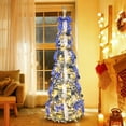 thumbnail image 5 of 5.9 Ft Prelit Full up Christmas Tree with Warm Lights, Ornaments, Red&Gold Ribbon, Flowers, Bows, Battery Powered, Collapsible Outdoor Indoor Holiday Party Decor, 5 of 5