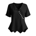 thumbnail image 3 of Cilsoka Cotton Linen Short Sleeve Button Down Blouses for Women Wrap V Neck Summer Tops 2026 Dressy Casual Trendy Shirts, 3 of 5