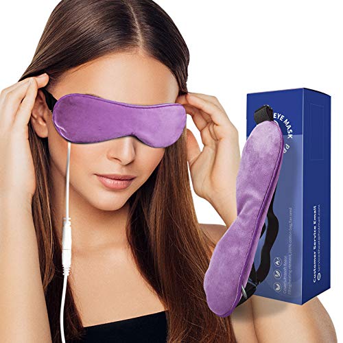 Heated Eye Mask Lavender Scented, Weighted Eye Compress with Natural Flaxseed & Adjustable Strap
