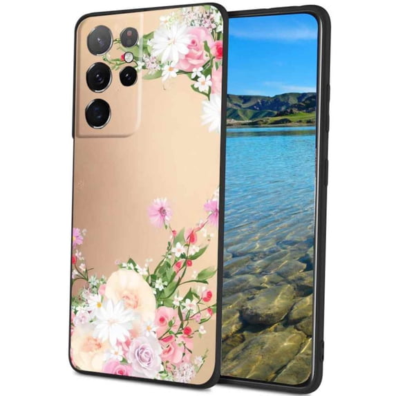 Compatible with Samsung Galaxy S21 Ultra Phone Case, Floral-Flowers-Cute66 Case Men Women, Flexible Silicone Shockproof Case for Samsung Galaxy S21 Ultra