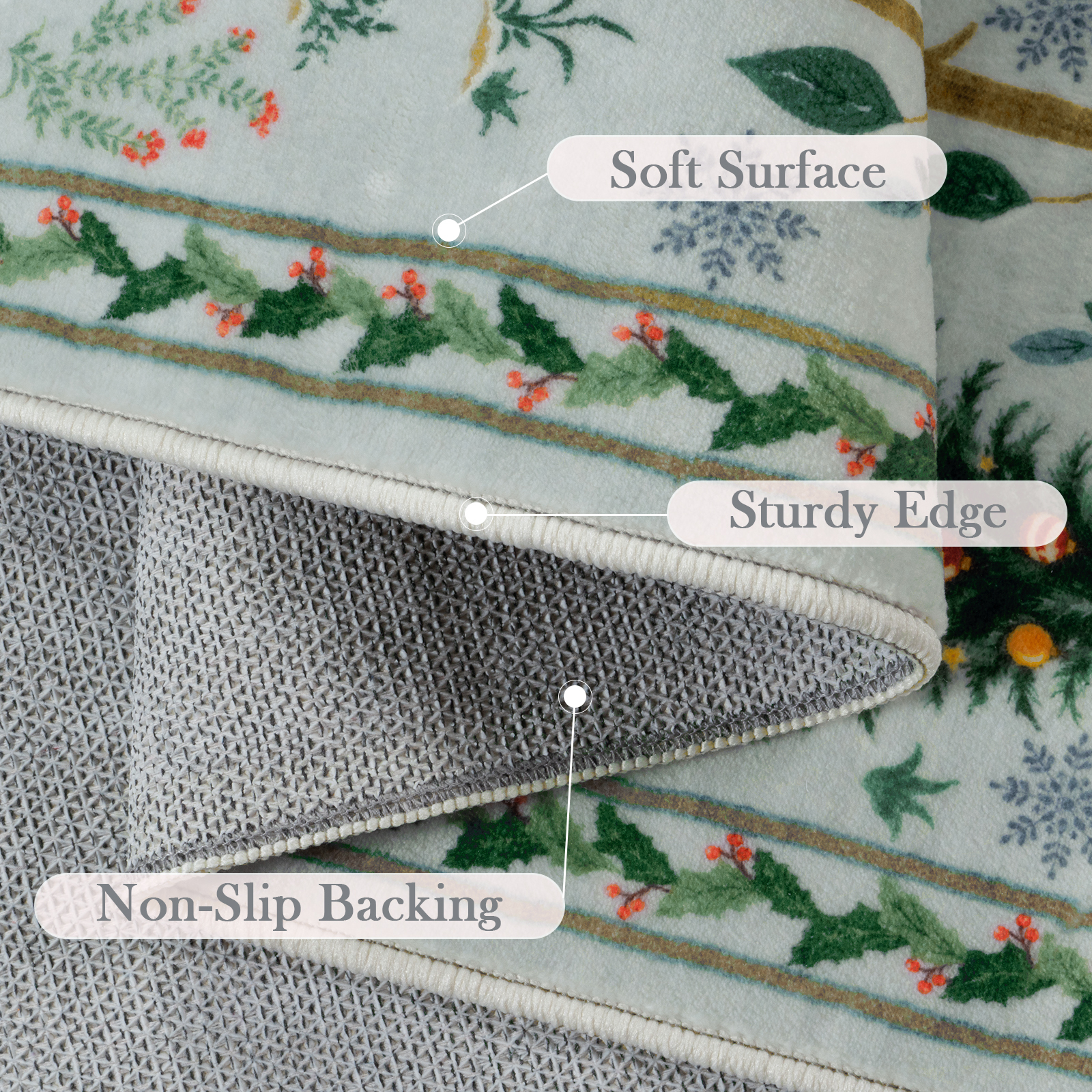Lahome Christmas Vintage Washable Area Rugs 8x10,Soft Ultra-Thin 8x10 Rugs for Living Room Bedroom, Easy Clean Boho Non-Slip Accent Carpet for Dining Room Office Holiday Decor(8x10ft,Gray)