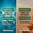 thumbnail image 5 of (2 Pack) First Aid Kit Inside Bilingual OSHA Emergency Sign 5 Inch X 3.5 Inch Vinyl Label Decal Sticker Weather Resistant, UV Protected for Workplace, Business, and Construction Site,, 5 of 7