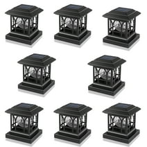Liefgarden Solar Post Cap Lights Outdoor, RGB & Warm White 2 LED Lighting Mode 20 LM, Fits 3.6x3.6 4x4 4.5x4.5 5x5 Wooden Fence Deck Patio Garden. Black (8 Pack)
