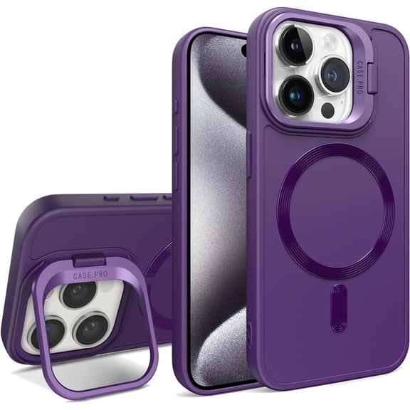 Case for iPhone 14 Pro Max Compatible with MagSafe Stand Silicone Soft TPU Heavy Duty Protection Anti-Scratch Shockproof Slim Magnetic Protective Phone Case for iPhone 14 Pro Max Purple CXT