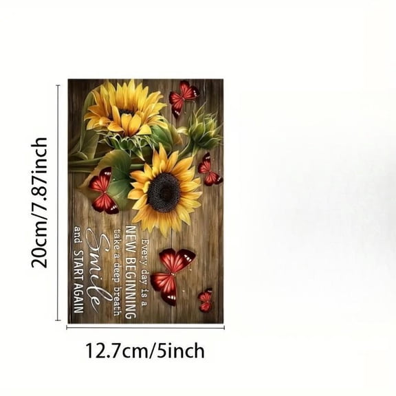 Sunflower & Butterfly Pattern Wooden Hanging Sign, 1 Count Creative Wall Art, Wall Decor for Home Living Room Bedroom, Home Decor