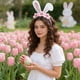 thumbnail image 4 of Diadema de conejo de Pascua con orejas de liebre para mujeres, niñas y niños, diademas antideslizantes con orejas de conejo y purpurina azul, suministros de decoración para fiestas de Pascua, accesori, 4 of 6