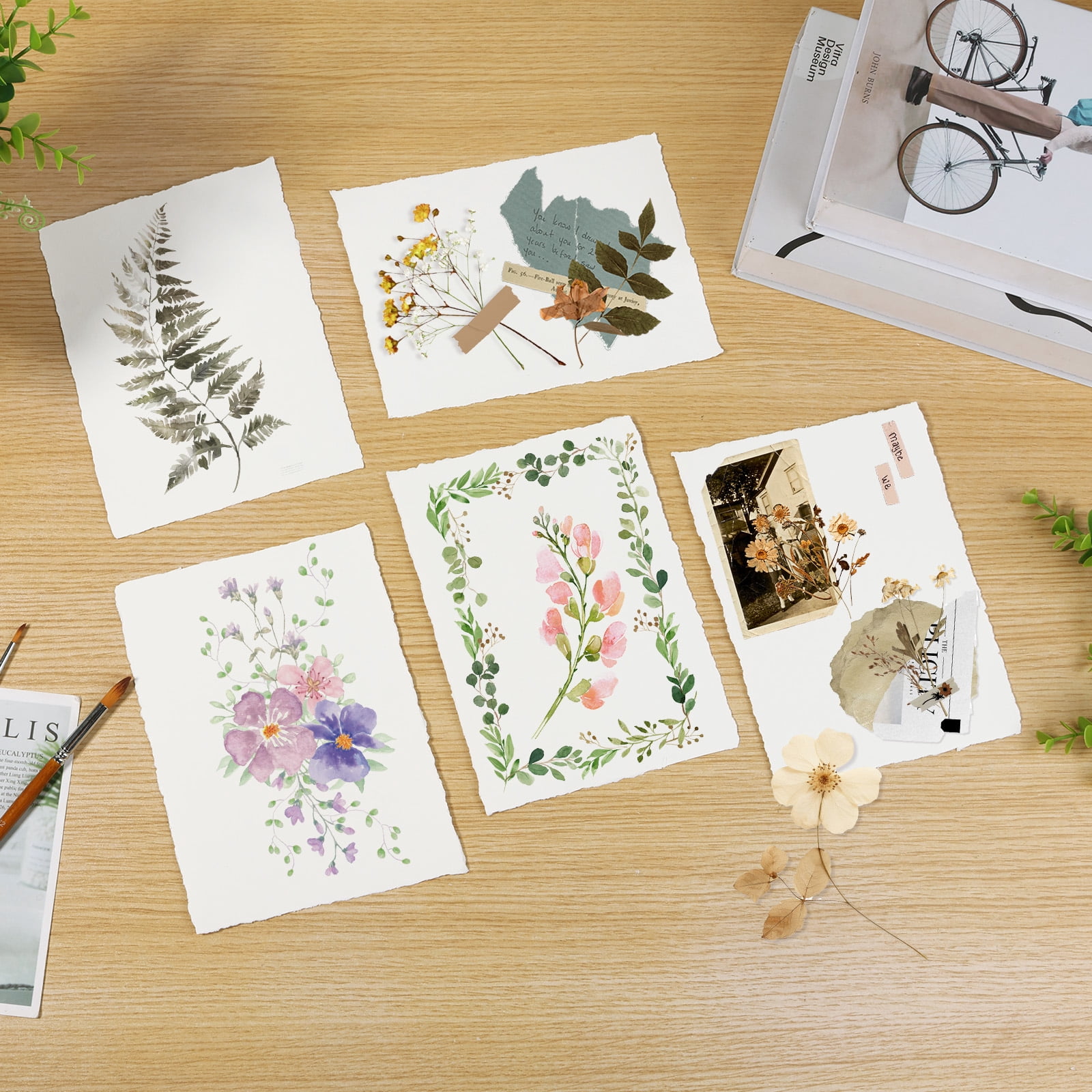 Ikoopy 50 Sheet Watercolor Paper 300gsm Handmade Deckled Edge Thick Textured Paper for Watercolors Weddings Invitations Cards Crafts
