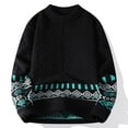thumbnail image 2 of Men's Crewneck Sweaters Trendy Cable Knit Long Sleeve Pullover Vintage Winter Heavy Tops Black XL, 2 of 3