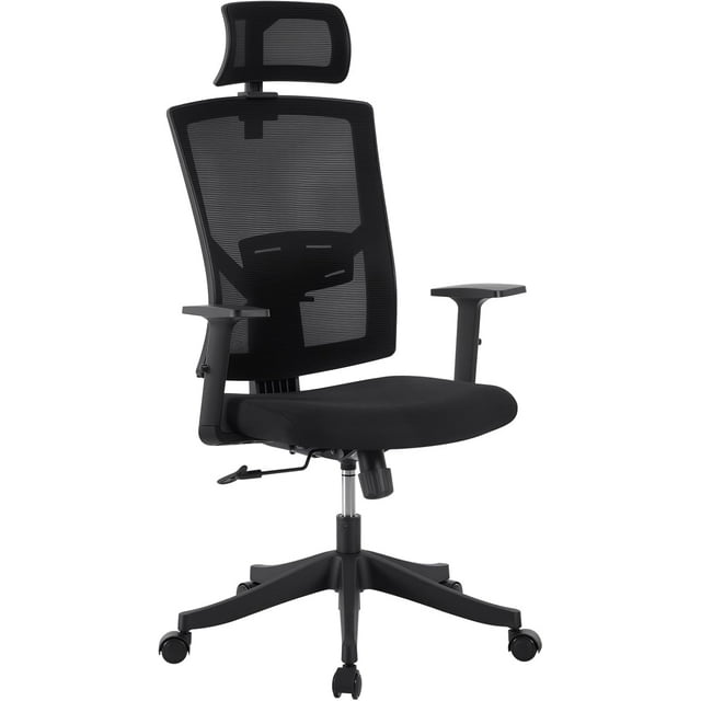 Twister.CK High Back Ergonomic Office Chair, Adjustable Lumbar Support & Headrest, Swivel Task Chair, Height-Adjustable Rocking Mesh Computer Desk Chair, for Home Office, Black