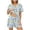 Blue, variant on PRINxy Women's Champagne Print Button-Down Pajama Set, Short Sleeve Top & Shorts, 2-Piece Summer Breathable Loungewear Sleepwear with Pockets Orange M