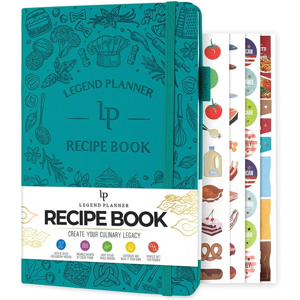 Legend Recipe Book – Blank Family Cookbook to Write In Your Own Recipes –  Empty Cooking Journal – Personalized Cooking Notebook, Hardcover, A5, 58