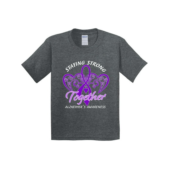 Inktastic Staying Strong Together Alzheimer's Awareness Purple Ribbon Youth T-Shirt