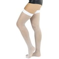 thumbnail image 3 of ToBeInStyle Womens Sexy Nylon Versatile Fine Fishnet Thigh High Stockings w/ Opaque Band - White, 3 of 5