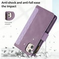 thumbnail image 6 of ELEHOLD Wallet Case for iPhone 11 6.1",Premium Leather Argyle Pattern 9 Card Slots Zipper Pocket Kickstand Crossbody Shoulder Strap Wriststrap Luxury Purse Case for iPhone 11,Purple, 6 of 8