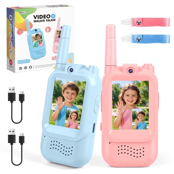 Flooyes Blue & Pink Walkie Talkie Toys Set, Handheld 2 Pack Indoor Ourdoor Toys for Kids Boys Girls 6 7 8 9