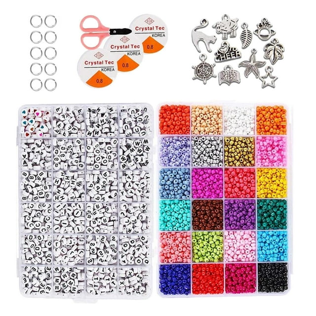 KLKCMS 5000pcs Glass Seed Bead Small Craft Beads for DIY Bracelet Necklaces Crafting