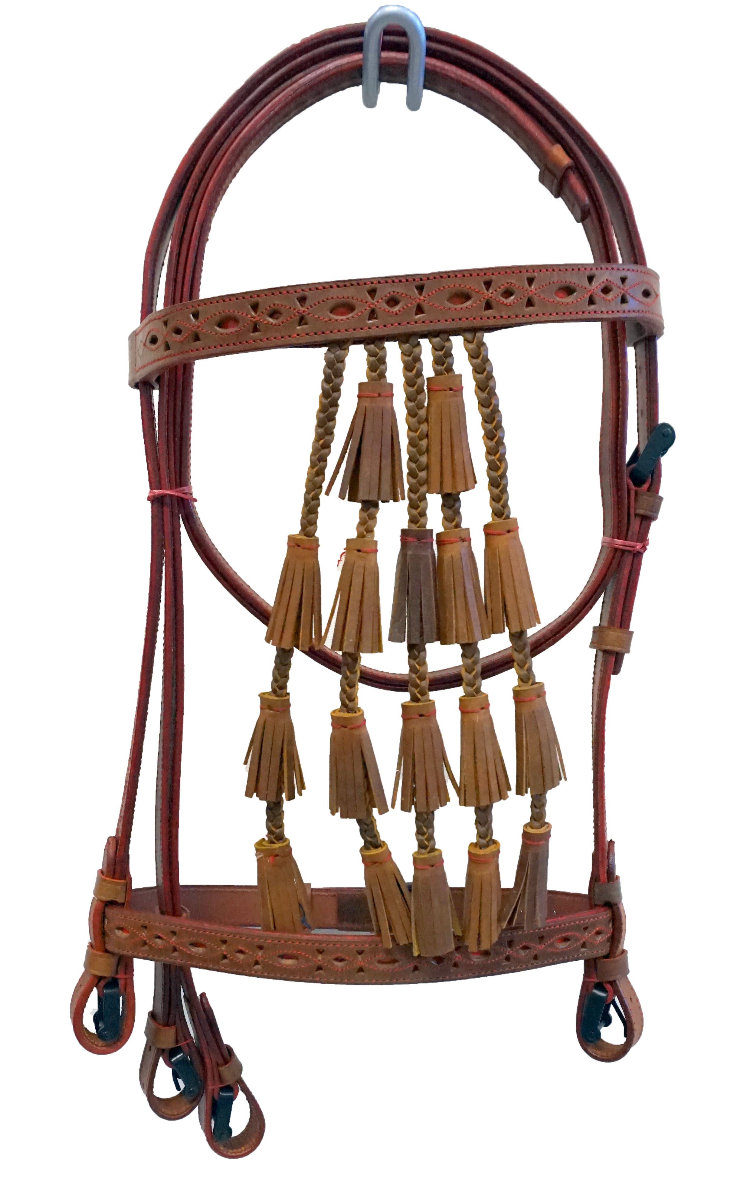 Equitem Tan Leather Spanish Bridle with Bells & Color Stitching