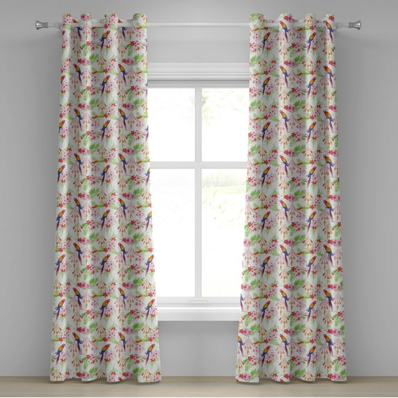 Ambesonne Parrot Grommet Curtain, Native Forest, 50" x 72", Multicolor