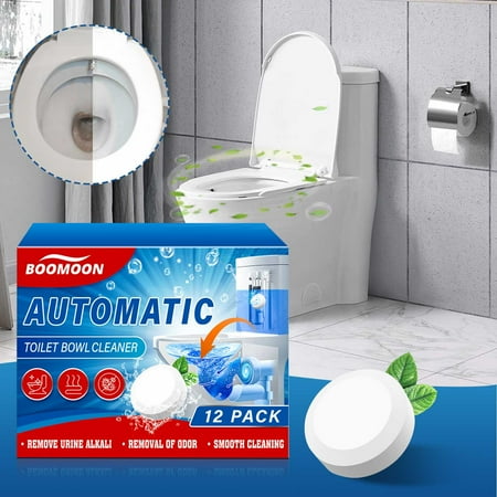 sruoe 12pc Toilet Bowl Cleaner Tablets Bathroom Cleaner Tablets Cleaning Toilets Naturally No-Mess Stain Odor Remover Water Tank Cleaning Sheet Clean Fresh Household Toilet Cleaner Tablet