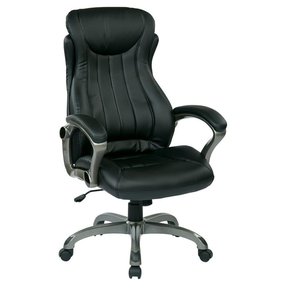 Bonded Leather Executive Managers Chair with Padded Arms and Coated