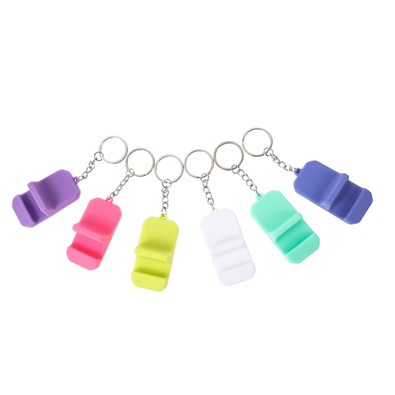 NICEXMAS 6Pcs Small Silicone Mobile Phone Stand with Key Chain for Tabletop and Home Use