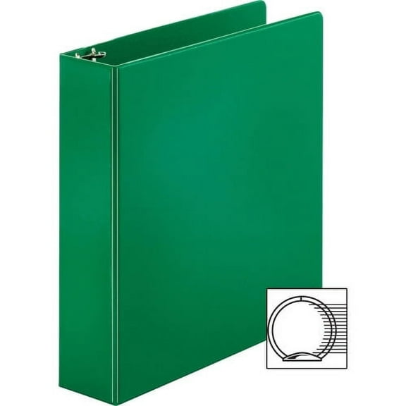 Biness Source Basic Round-ring Binder 2" Binder Capacity - Letter - 8 1/2" x 11" Sheet Size - 3 x Round Ring Fastener(s) - Vinyl - Green - Open and Closed Triggers - 1 Each