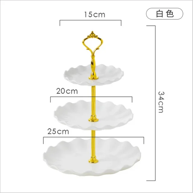 European Three-layer Cake Stand Wedding Party Dessert Table Candy Fruit Plate Cake Self-help Display Home Table Decoration Trays White