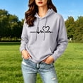 thumbnail image 2 of Essentials Hoodie Zaewscy Women's Fleece Thickened Heart Print Long-Sleeved Hooded Sweatshirt Gray L, 2 of 9