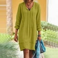 thumbnail image 2 of VEKDONE 2025 3/4 Sleeve Cotton Linen Lounge Dress for Women Casual V-Neck Midi Dresses Bohemian Sundress Summer Loose Beach Dress Vestidos de mujer, 2 of 7