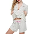 thumbnail image 3 of Conjunto de pijamas de manga corta para mujer, con botones, ropa de dormir suave, conjuntos de salón Pj Fokelyi WRMH-1060-3, 3 of 5