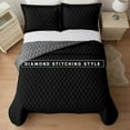 thumbnail image 5 of Elegant Comfort 3-Piece Quilted Reversible Bedspread Coverlet Set with Pillow Shams, Exquisite Diamond Stitching All Season Heavy Weight-Ultra Soft Premium Quilt- King, Black/Gray, 5 of 5