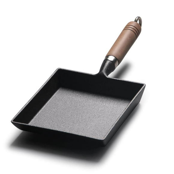 Justharion Tamagoyaki Pan Cast Iron Pan Thickened Cast Iron Pan Wooden Handle Frying Pan Tamagoyaki Frying Pan