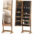 thumbnail image 1 of Jewelry Cabinet Freestanding, Jewelry Organizer with Full-Length Mirror, Standing Lockable Jewelry Armoire, Mirror Jewelry Cabinet with Storage Organizer for Bedroom Dressing Room, Rustic Brown, 1 of 7