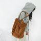 thumbnail image 2 of Bolso de pana retro de color liso, de gran capacidad, estilo literario, sencillo, informal, para compras (marrón), 2 of 8