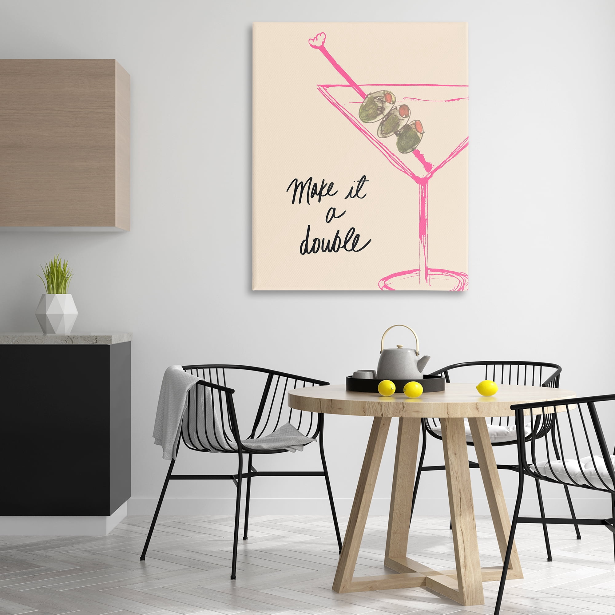Stupell Industries Make It Double Martini Food & Beverage Painting Wrapped Canvas Art Print Wall Art, 36 x 48
