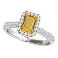 thumbnail image 1 of Mauli Jewels Engagement Rings for Women 3.40 Carat Diamond And Emerald Shaped Citrine Ring 4-prong 10K White Gold, 1 of 7