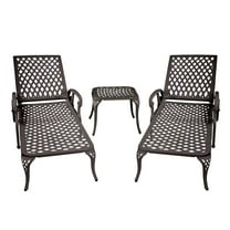 Homefun Pool Tanning Adjustable Backrest and Moveable Wheels Metal Chaise Lounge - Set of 2, Bronze