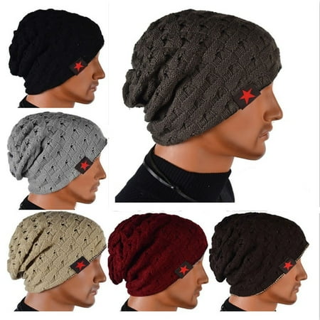 - Unisex Men Women Winter Skull Chunky Knit Beanie Reversible Baggy Cap Warm Hat Wear It on Both Sides