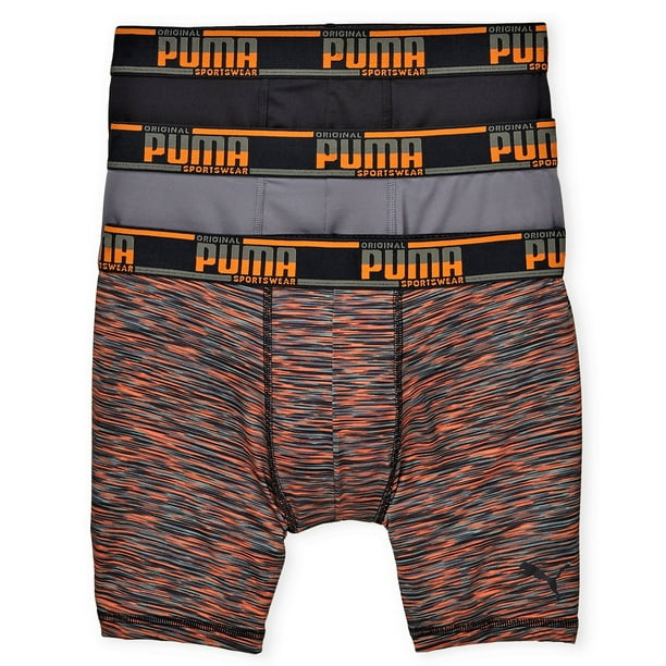 PUMA MEN'S UNDERWEAR 3 PACK BOXER BRIEF ORANGE LARGE SPORT