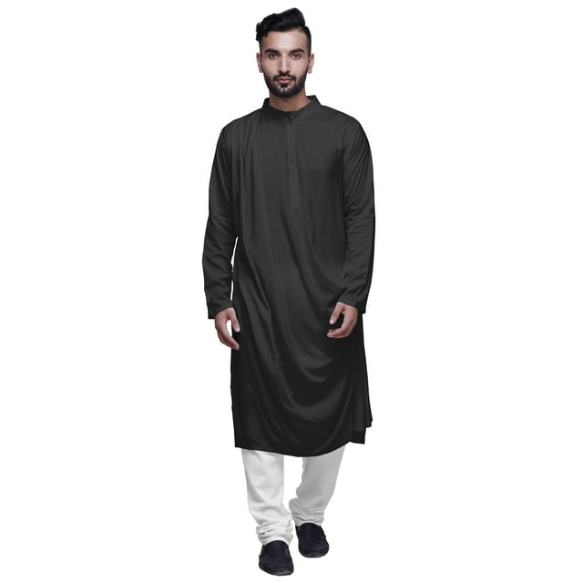 Atasi Kurta pour Homme Uni à Drapé Bénitier en Rayonne Slub Tenue Festive