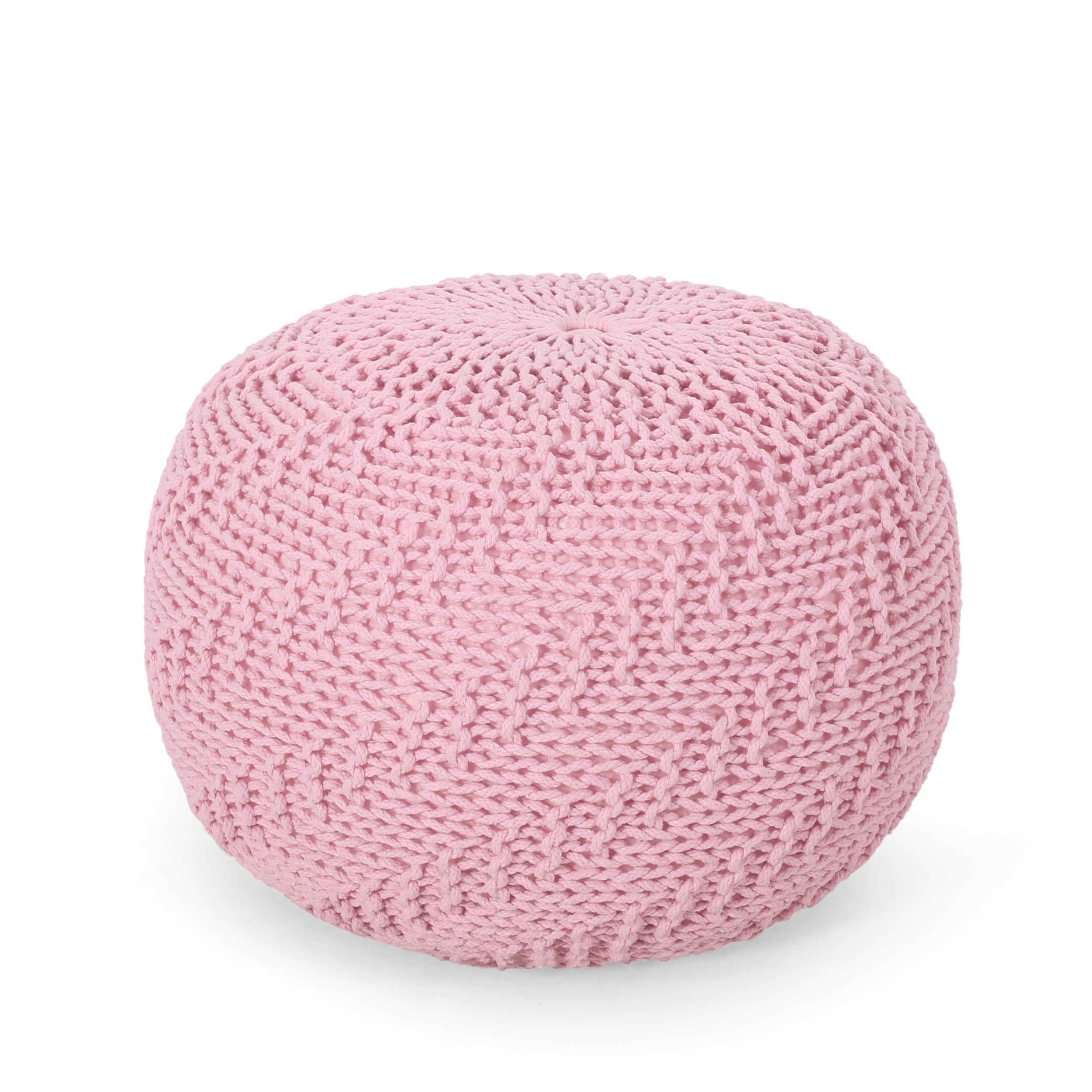 Noble House Round Texture Fabric Pouf, Pink