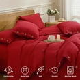 thumbnail image 4 of Cotton Duvet Cover Queen Size Pinstriped Comforter Cover with Button Washed Cotton Breathable Soft Solid Bedding Set Duvet Cover ×in & Pillowcases (NO Comforter), 4 of 9