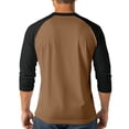 thumbnail image 4 of 3/4 Sleeve Shirt Men Button Henley Baseball T-Shirts Fall Casual Sport Athletic Jersey Tee Tops Light Brown S, 4 of 7