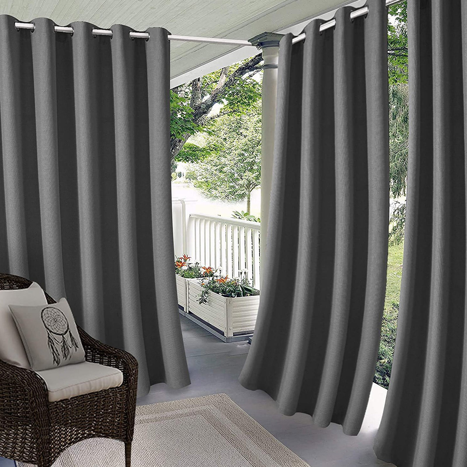 Last Chance 52*72 Inches (132X182Cm) Curtain,Waterproof Outdoor Gazebo Patio Curtains Thermal Insulation Blackout Curtains For Living Room And Kitchen Black Dark Grey Dark Gray