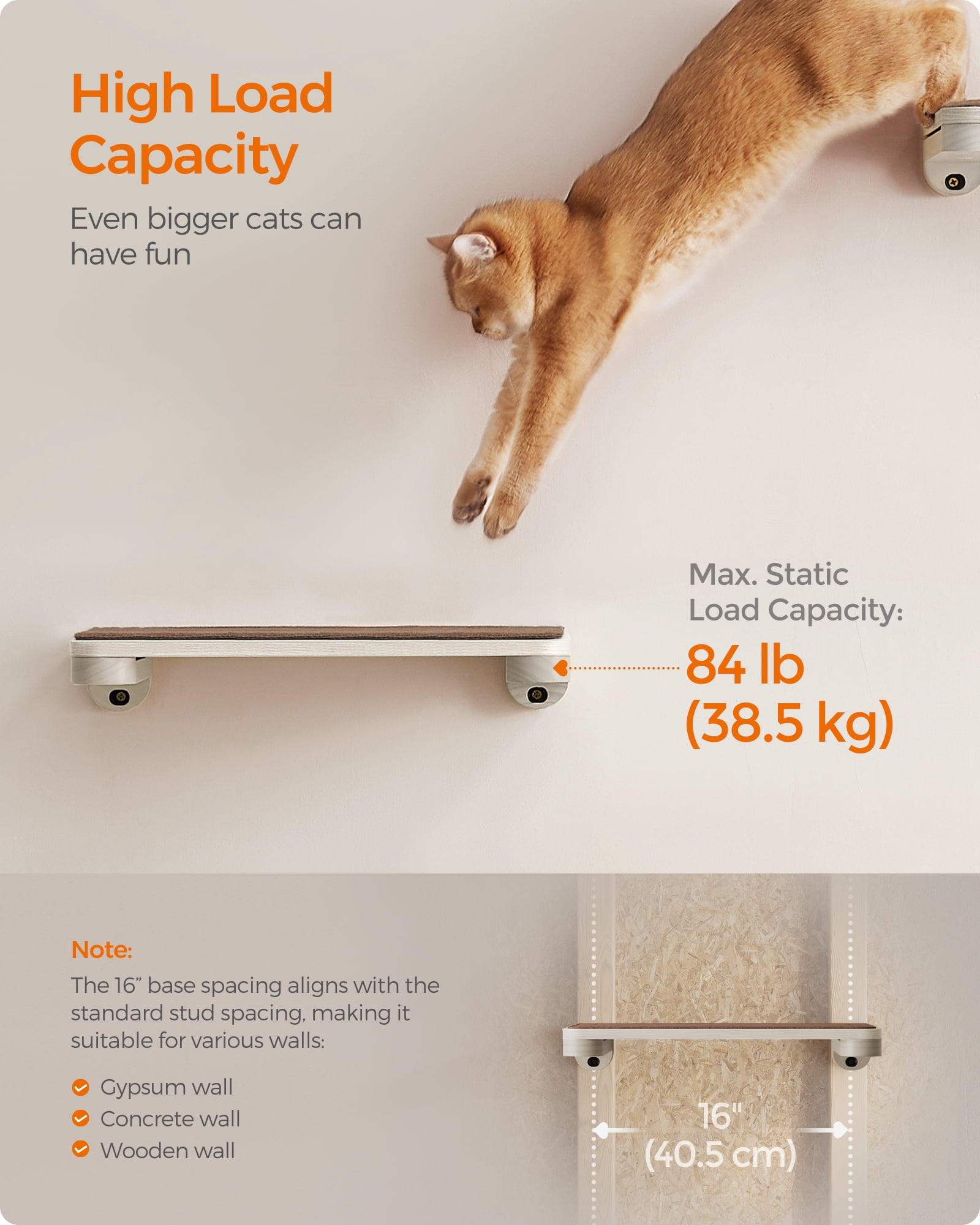 Feandrea Clickat Oasis - Cat Wall Furniture Set of 5 Cat Wall Shelf Wall-Mounted Cat Hammock Scratching Post Cave Extremely Quick Assembly Unlimited Expandability Replaceable Module and Parts