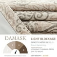 thumbnail image 5 of Curtainking Damask Printed Curtains for Bedroom Living Room Vintage Linen Textured Thermal Insulated Curtains Grommet 2 Panels 54 inch Length Taupe on Greyish Beige, 5 of 11